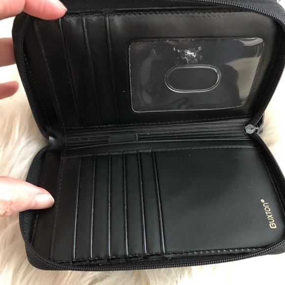Buxton Bags Buxton Black Leather Zip Around Wallet Poshmark